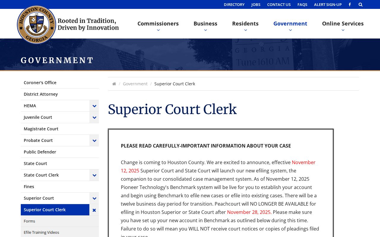 Houston County court docket Superior Clerk information